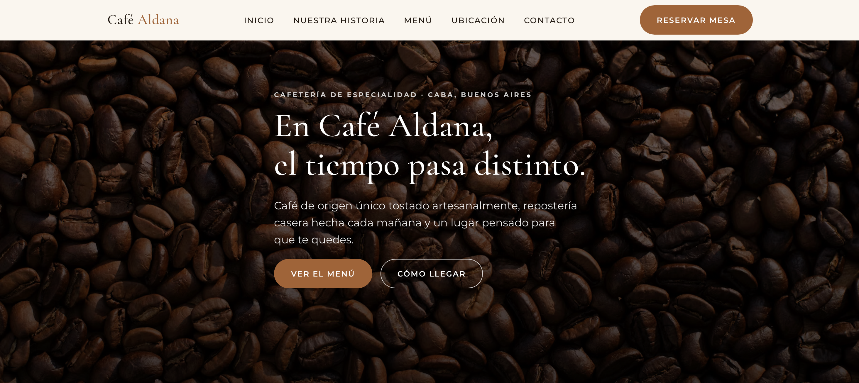 Landing para cafetería